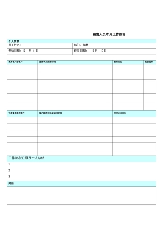 销售部周报模板