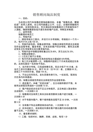 销售顾问淘汰制度