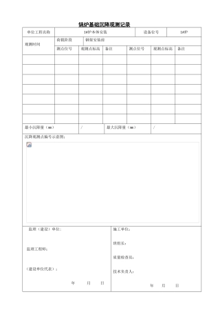 锅炉基础沉降观测记录