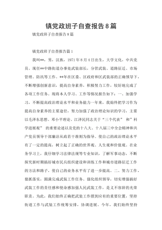 镇党政班子自查报告8篇