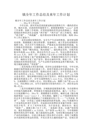 镇全年工作总结及来年工作计划