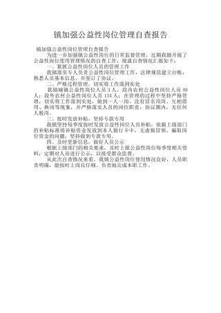 镇加强公益性岗位管理自查报告