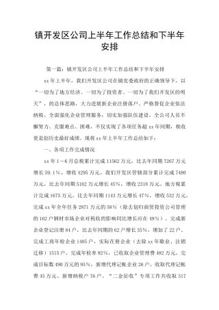 镇开发区公司上半年工作总结和下半年安排