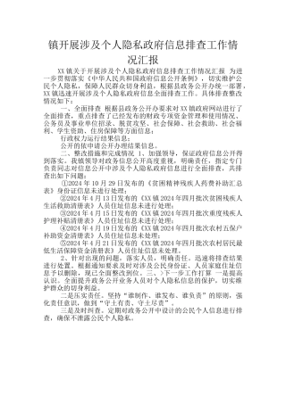 镇开展涉及个人隐私政府信息排查工作情况汇报