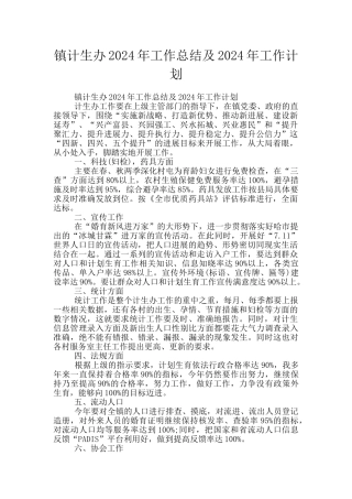 镇计生办2024年工作总结及2024年工作计划