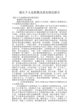 镇长个人巡察整改落实情况报告