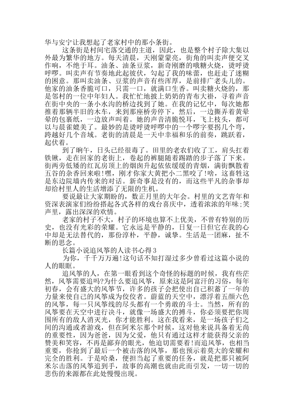 长篇小说追风筝的人读书心得_第2页