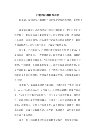 门前的石榴树700字
