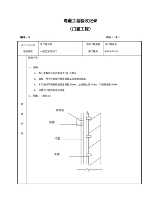 门窗隐蔽验收记录
