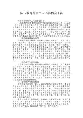 队伍教育整顿个人心得体会1篇