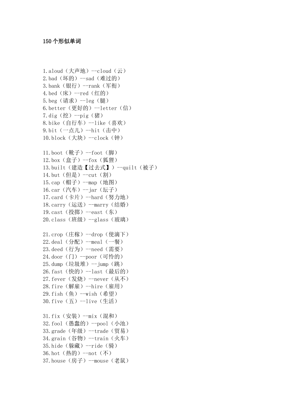 初中英语常考的150个形近词_第1页
