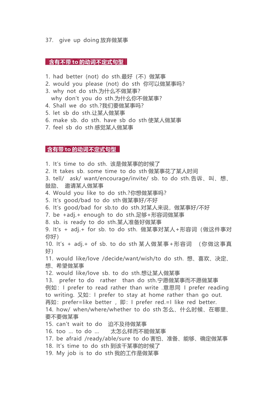 初中英语动词+doing和+to do 句型全总结_第2页