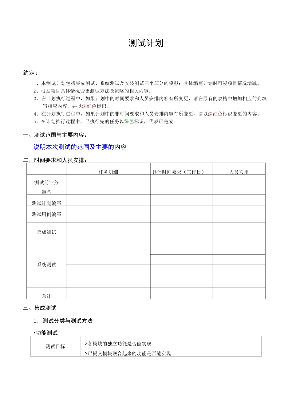 软件测试计划模板_第2页