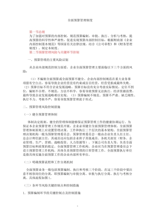 企业全面预算管理制度