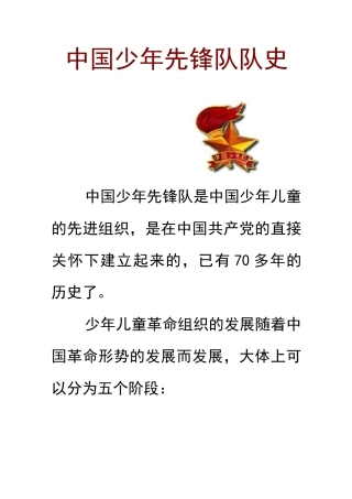 中国少年先锋队队史