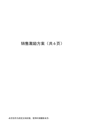 销售激励方案