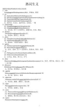 中考英语熟词生意