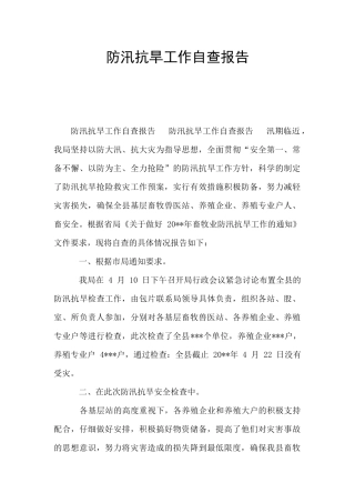 防汛抗旱工作自查报告