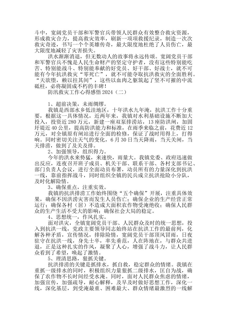 防汛救灾工作心得感悟2024_第2页