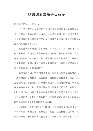防汛调度紧急会议总结