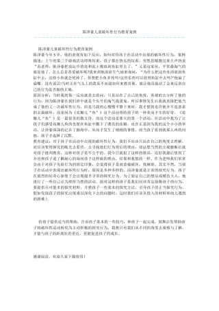 陈泽豪儿童破坏性行为教育案例