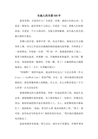 陌生人的关爱500字