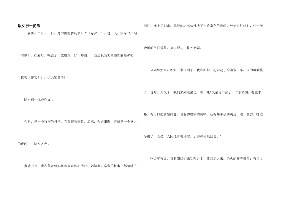 除夕初一优秀_第1页