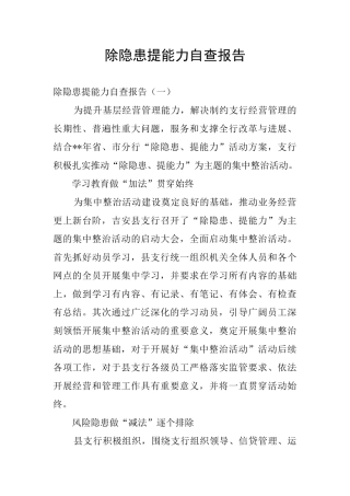 除隐患提能力自查报告