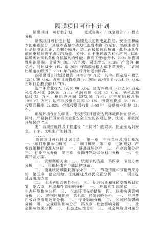 隔膜项目可行性计划