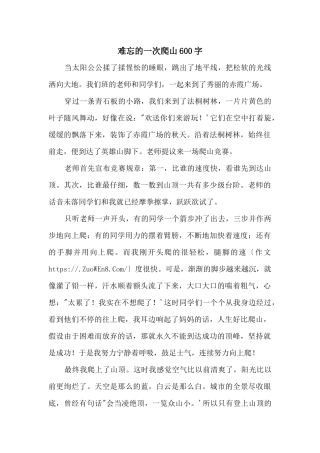 难忘的一次爬山600字