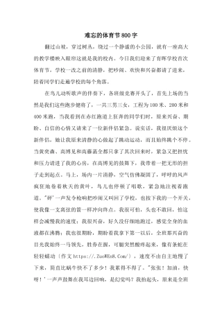 难忘的体育节800字