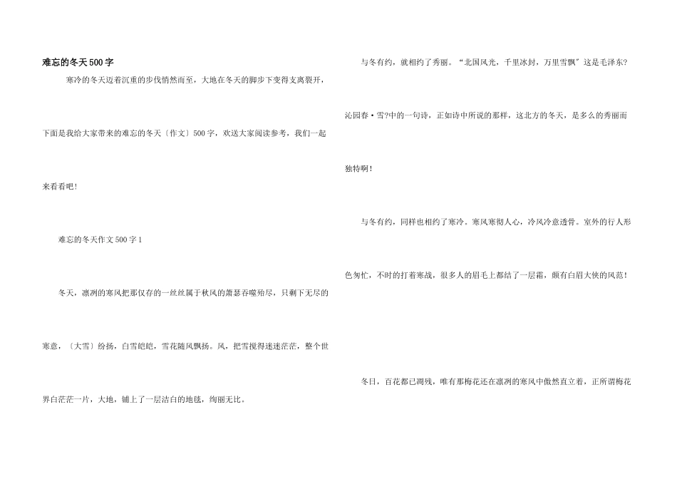 难忘的冬天500字_第1页