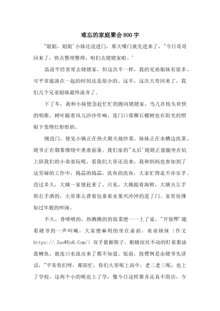 难忘的家庭聚会800字