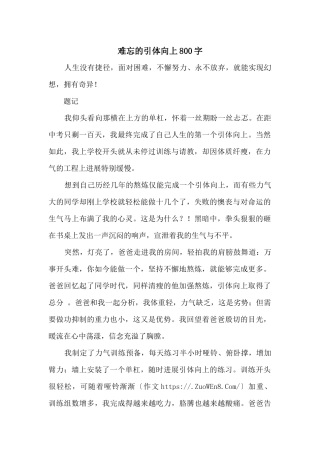 难忘的引体向上800字