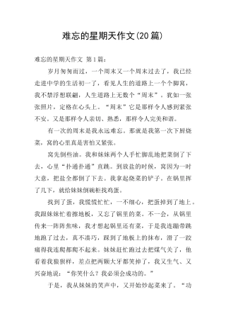 难忘的星期天作文