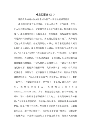 难忘的漂流800字