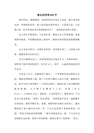 难忘的笑容600字