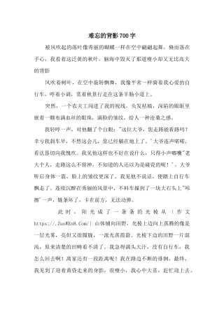 难忘的背影700字