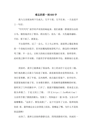 难忘的那一刻600字