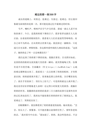 难忘的那一刻500字