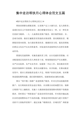 集中走访帮扶月心得体会范文五篇