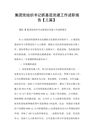 集团党组织书记抓基层党建工作述职报告