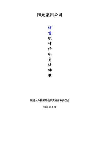 集团公司销售职种任职资格体系标准