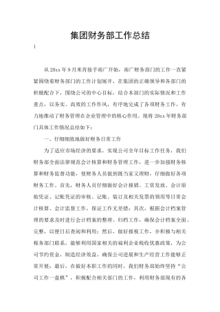 集团财务部工作总结