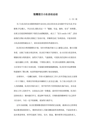 雏鹰假日小队活动总结