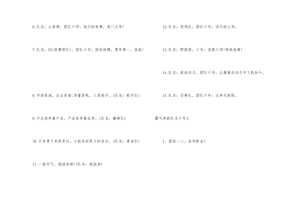 霸气押韵队名口号_第2页