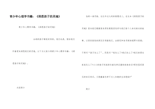 青少年心理学书籍：《洞悉孩子的灵魂》