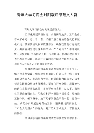 青年大学习两会时刻观后感范文5篇