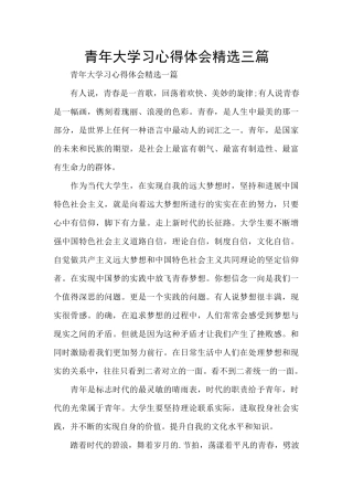 青年大学习心得体会精选三篇
