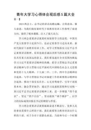 青年大学习心得体会观后感5篇大全